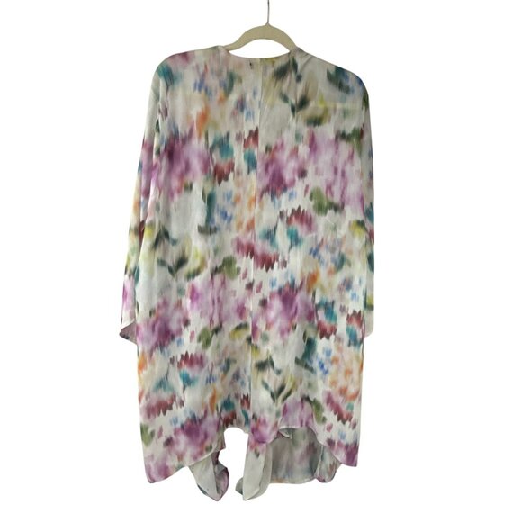 Torrid Size 3 Open Front Sheer Kimono Cardigan Watercolor Floral Drape - Picture 5 of 7